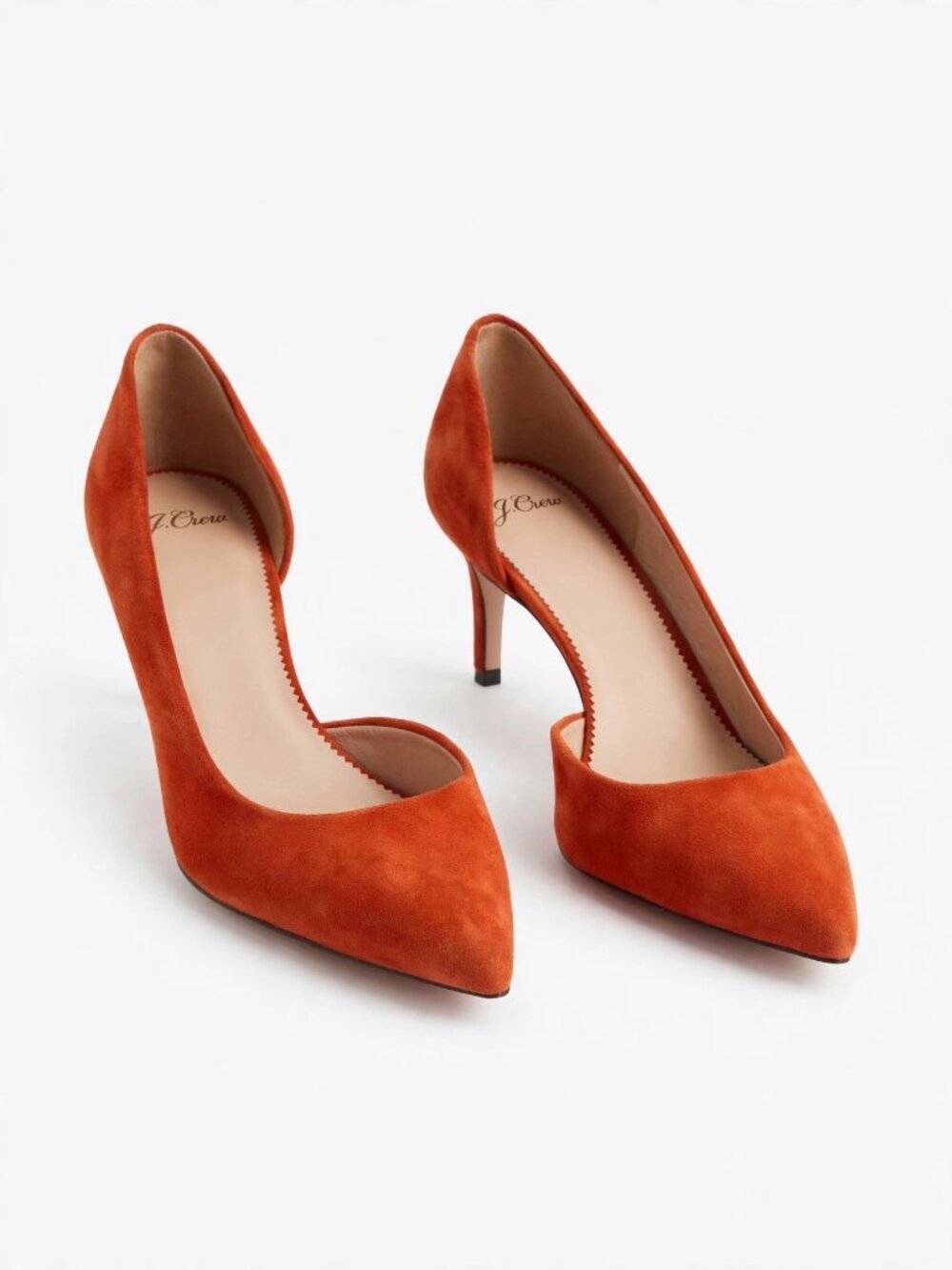J.Crew Made in Italy Rust Orange Suede Pointed Toe Pumps | Stiletto Heels | 8.5